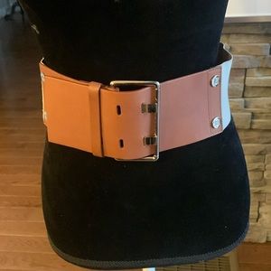 Celine wide leather and elastic belt